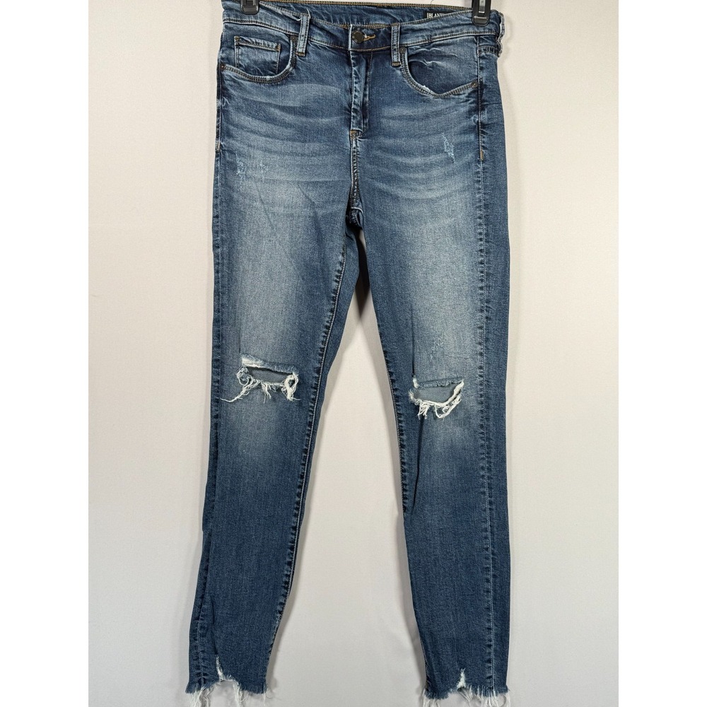BLANKNYC Jeans Women's 30x 28 Raw Hem Distressed Zip Straight 10in Rise The Bond